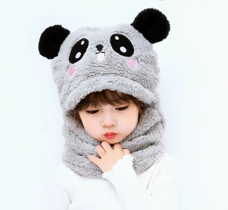 Hat for Girls Boys Scarf Thicken Cap Winter Hat for Kids Newborn Baby Stuff Children Hat Plus Fleece Kids Caps 1-18Years