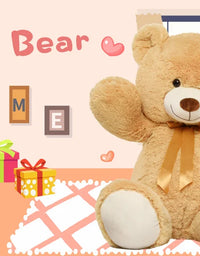 Tezituor Big Teddy Bear,52'' Giant Stuffed Animal Plush,Light Brown Soft Gifts for Valentine, Christmas, Birthday.
