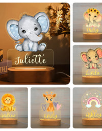 Personalized Children Animal Night Light Custom Name Acrylic Lamp Baby Kids Bedroom Decoration Neonate Christmas Birthday Christmas Gift
