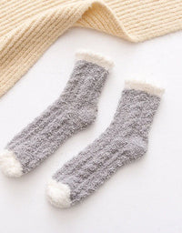 Autumn Winter Coral Velvet Socks Cute Cat Claw Socks For Women Children Girls Middle Tube Thickened Sleep Socks Home Floor Socks
