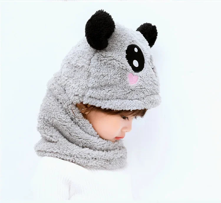 Hat for Girls Boys Scarf Thicken Cap Winter Hat for Kids Newborn Baby Stuff Children Hat Plus Fleece Kids Caps 1-18Years