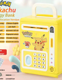 Anime Pikachu Pokemon Piggy Bank Electronic Password Money Box Music Cash Saving Box Auto Scroll Paper Banknote Children Gifts
