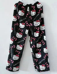 Sanrio Hello Kitty Y2k Kawaii Anime Flannel Pajamas Women'S Warm Woolen Cartoon Casual Home Pants Autumn Winter Fashion Trousers
