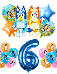 Blueies Birthday Party Decoration Foil Latex Balloon For Kids Event Supplies Blue Dog Disposable Tableware Banner Backdrop
