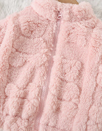 Autumn And Winter Girls' Outerwear Cute Fur Coat Jacket Sweet Solid Color Warm Baby Girl Clothing
