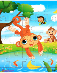 New 20 Piece Wooden 3d Puzzle Cartoon Animal Vehicle Jigsaw Puzzle Montessori Educational Toys For Kids Baby 1 2 3 Years
