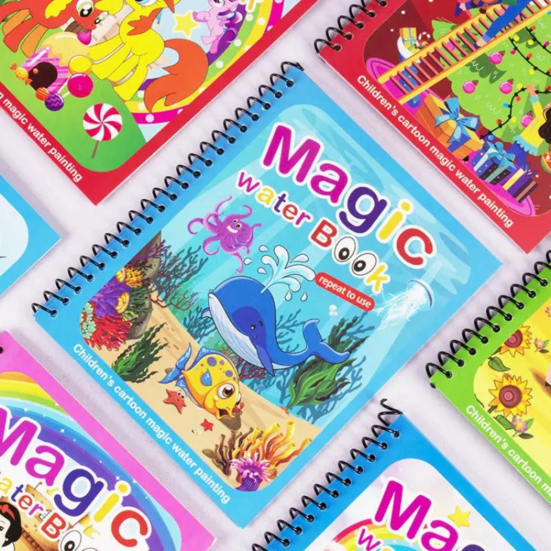 1 Book+1 Pen Reusable Coloring Book Water Painting Book Sensory Early Education Puzzle Drawing Toys