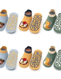 6 Pairs Kids Cotton Socks Cute Cartoon Animal Pattern Comfy Breathable Baby Non-slip Floor Socks
