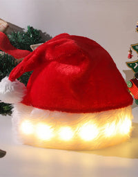 Funny LED Light Up Christmas Hat Plush Santa Hats with Bright Lights New Year Festive Holiday Party Supplies for Adults Kids
