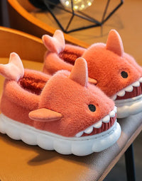 Children's Cotton Slippers for Boys and Girls Cute Cartoon Shark Slippers Autumn and Winter Home Indoor Baby Thick-soled Slip...
