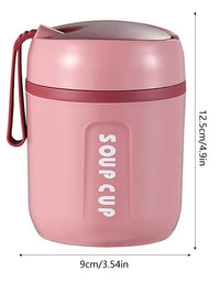 480ml Mini Thermal Lunch Box Stainless Steel Food Container with Spoon Flask Vaccum Cup Leak-Proof Soup Cups For Kids Students
