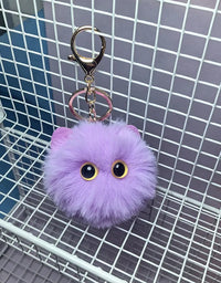 Black Plush Cat Keychain for Women Soft Faux Fur Ball Kitten Keyring Bag Pendant Car Key Chain Girl Kids Couple Gift
