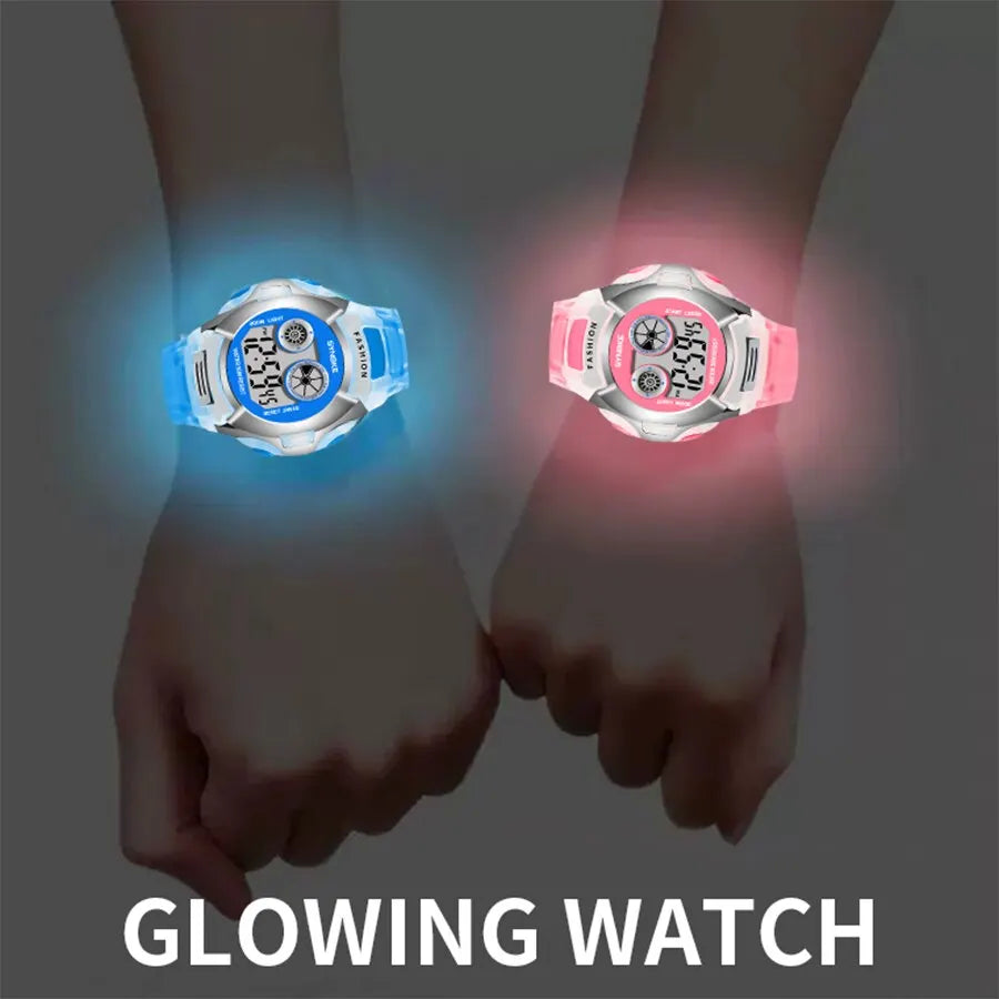 Student Electronic Watch Waterproof Sports Children Watch Glow Multi Function Digital Watch Seven Colors Light Gift