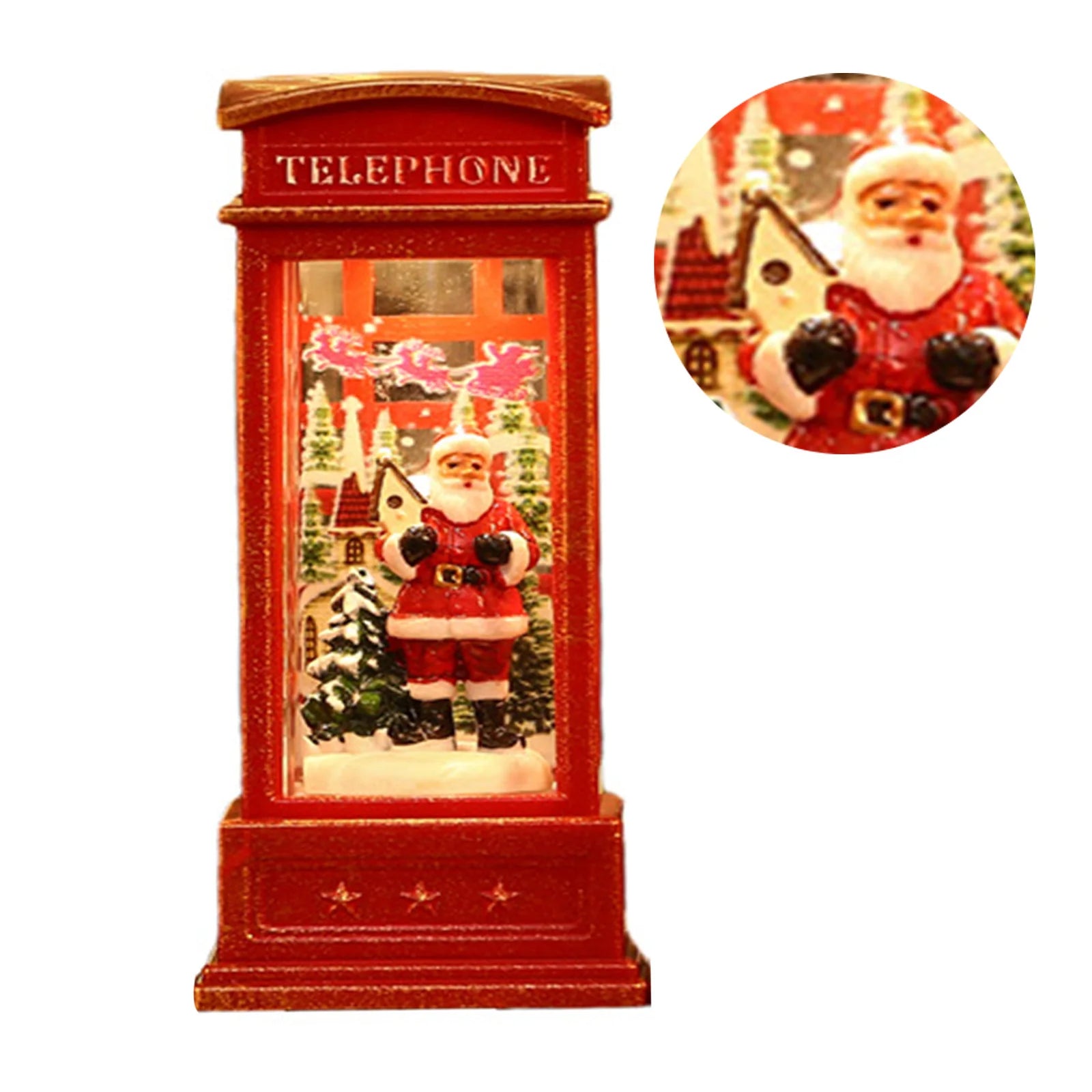 Christmas Decorations Snow Globe Lantern Telephone Booth Designed Christmas Luminous Ornament for Bar KTV Decoration Snow Globe