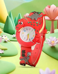 Kids Cartoon 3D Dinosaur Silicone Quartz Watch Student Watch
