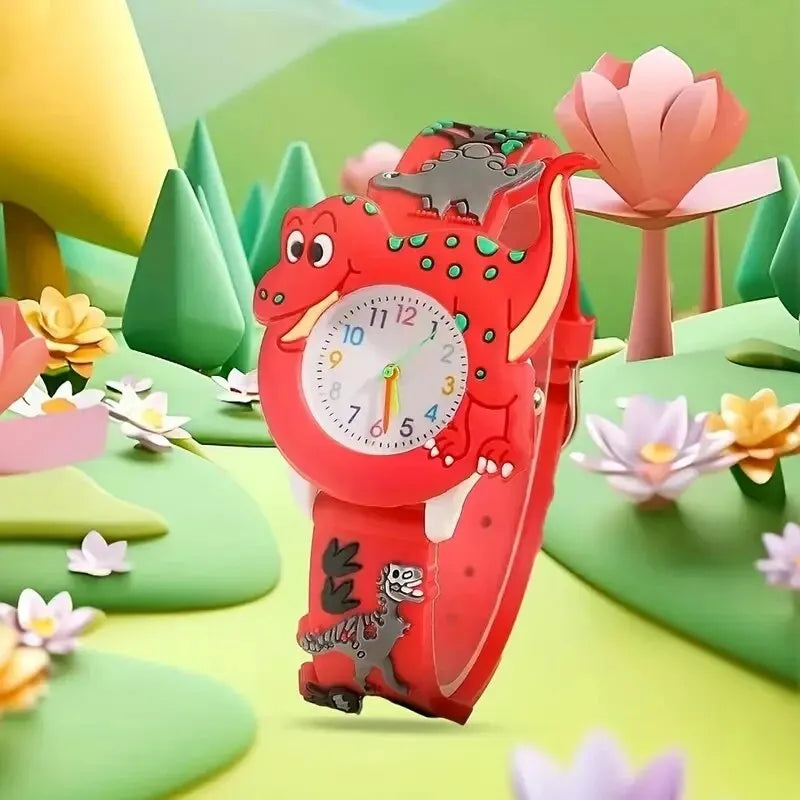 Kids Cartoon 3D Dinosaur Silicone Quartz Watch Student Watch