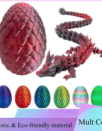 3D Printed Dragon Egg with Dragon Full Articulated Dragon Modle Movable Rotatable Articulated Desktop Ornament Kid Toy
