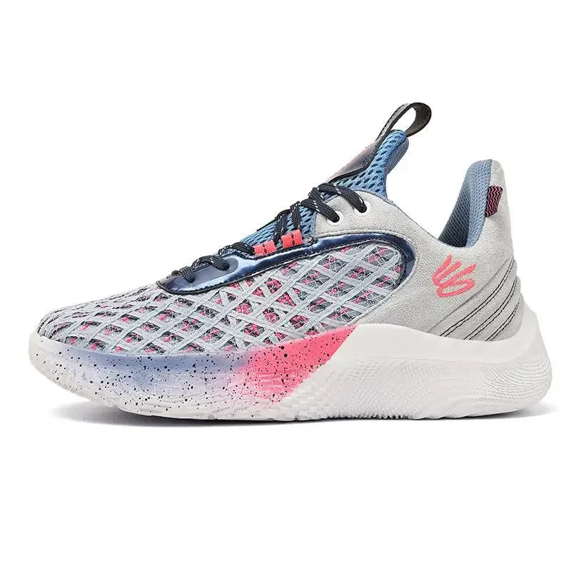 Curry 10th Generation Basketball Shoes Blue Pink Sports Running Shoes For Men Middle School Students Friction Sound Youth Practi