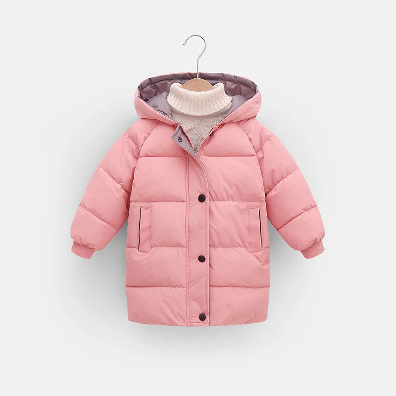 Kids Down Long Outerwear Winter Autumn Teen Cotton Clothes Boys Girls Cotton-Padded Parka Coats Big Children Thicken Warm Jacket