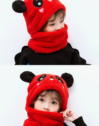 Hat for Girls Boys Scarf Thicken Cap Winter Hat for Kids Newborn Baby Stuff Children Hat Plus Fleece Kids Caps 1-18Years
