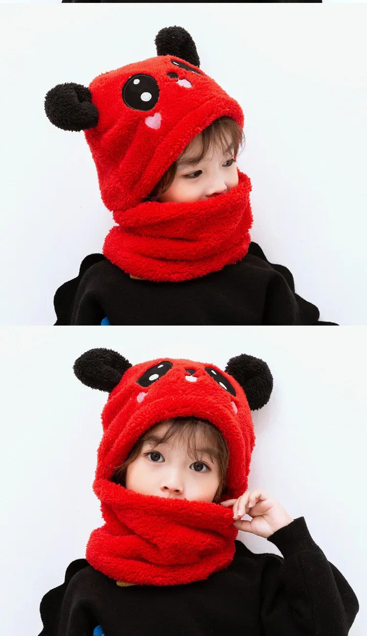 Hat for Girls Boys Scarf Thicken Cap Winter Hat for Kids Newborn Baby Stuff Children Hat Plus Fleece Kids Caps 1-18Years