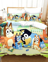 Bluey Kids Bedding Set Kawaii Cartoon Dog Duvet Cover Anime Bingo Pillowcase Kids Comfortable Bed Set Full Twin Queen King
