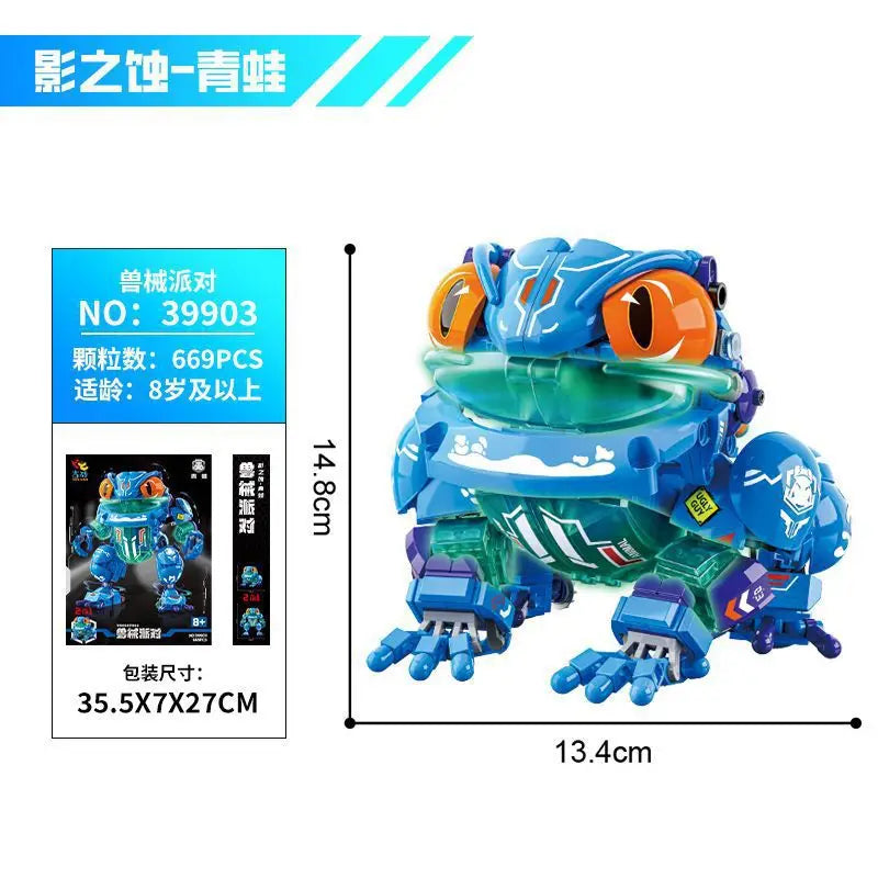 DIY MOC Lizard Shark Mantis Frog Animal Assembly Building Blocks Mech Joint Movable Pendulum Creat Toys for Children Gifts