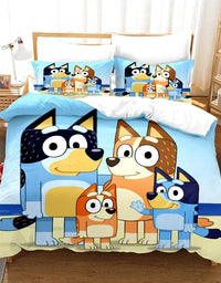 Bluey Kids Bedding Set Kawaii Cartoon Dog Duvet Cover Anime Bingo Pillowcase Kids Comfortable Bed Set Full Twin Queen King
