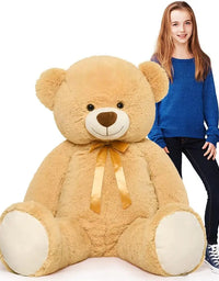 Tezituor Big Teddy Bear,52'' Giant Stuffed Animal Plush,Light Brown Soft Gifts for Valentine, Christmas, Birthday.
