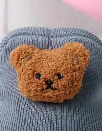 Cartoon Bear Baby Knitted Hat Autumn Winter Warm Newborn Infant Beanies for Boys Girls Soft Comfortable Toddler Kids Bonnet
