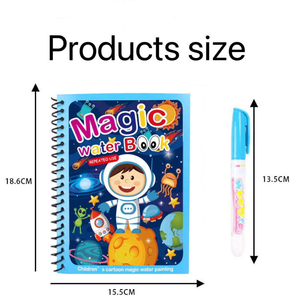 1 Book+1 Pen Reusable Coloring Book Water Painting Book Sensory Early Education Puzzle Drawing Toys