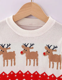 Christmas Boys Girls Sweaters Autumn Winter Children Cartoon Deer Knitted Pullover Jumpers Warm Outerwear Kids Casual Clothing
