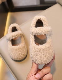 Winter New Children Flat Shoes Fur Cover Toe Light Warm Kids Casual Shoe 2024 Plush Warm Non-slip Leisure Comfy Boys Girls Shoe
