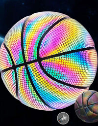 PU Basketball Reflective Ball Glowing Durable Basketball Luminous Luminous Basketballs Gifts Toys For Indoor Outdoor Night Game
