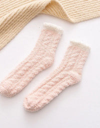 Autumn Winter Coral Velvet Socks Cute Cat Claw Socks For Women Children Girls Middle Tube Thickened Sleep Socks Home Floor Socks
