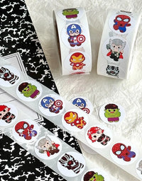 New 500PCS Avengers Roll Sticker MV Decorative Seal Sticker Circular Alliance Hulk Steel Iron Man Sticker Kids Gift Kawaii
