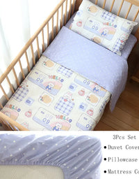 3 Pcs Baby Crib Bedding Set Cotton Bed Linens Boy Girl Cot kit Include Pillowcase Sheet Duvet Cover Children Room Decoration
