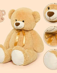 Tezituor Big Teddy Bear,52'' Giant Stuffed Animal Plush,Light Brown Soft Gifts for Valentine, Christmas, Birthday.
