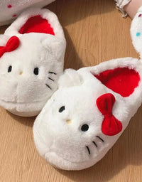 Sanrio Plush Slippers Hello Kittys Kawaii Cute Student Autumn Winter Bedroom Soft Padded Plush Bedroom Aldult Shoes Girls Xmas
