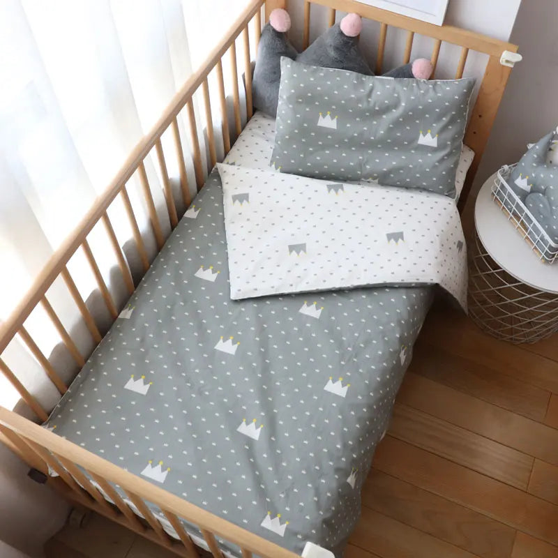 3 Pcs Baby Crib Bedding Set Cotton Bed Linens Boy Girl Cot kit Include Pillowcase Sheet Duvet Cover Children Room Decoration