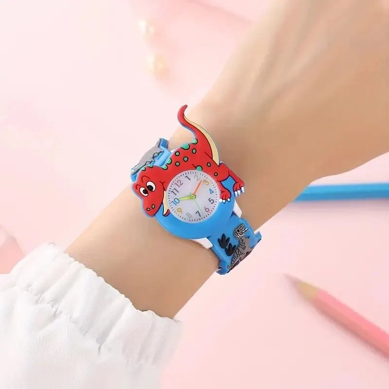 Kids Cartoon 3D Dinosaur Silicone Quartz Watch Student Watch