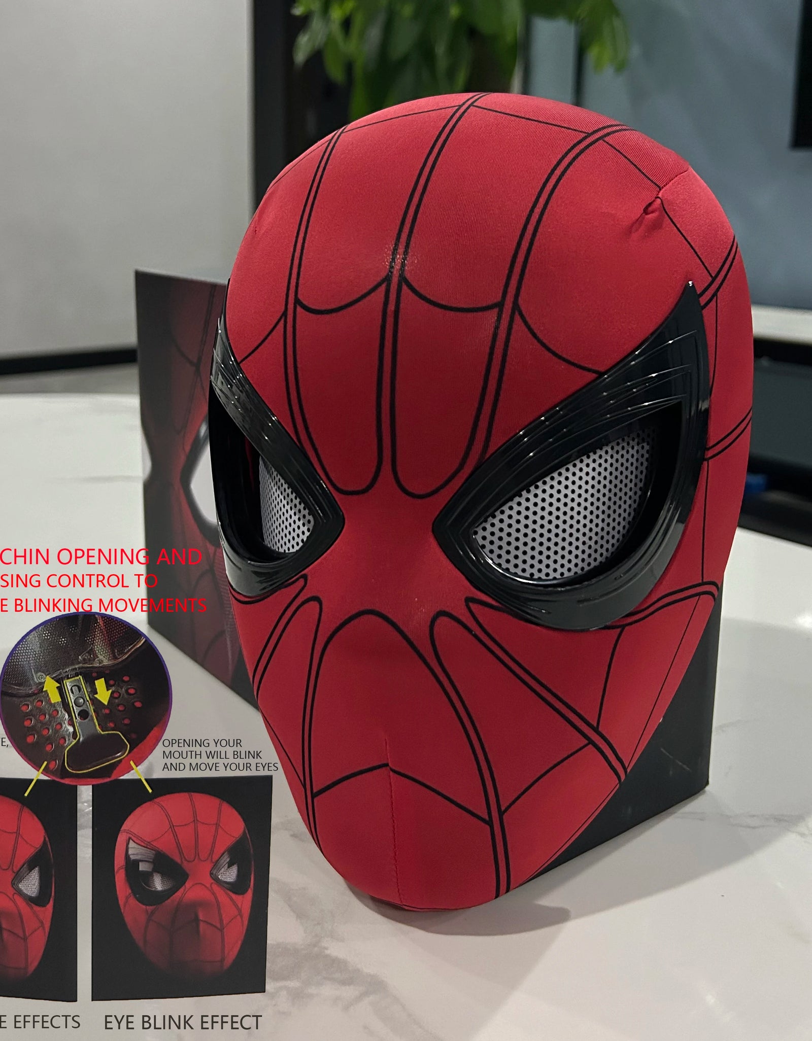 Mascara Spiderman Headgear Mask Cosplay Moving Eyes Mask Spider Man 1:1 Elastic Toys Adults Kids Gift ﻿