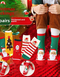 Winter Kids Socks Thickened Knitwear Christmas Special Edition Boys Girls Baby Cute Cartoon Design Thickened Warm Socks
