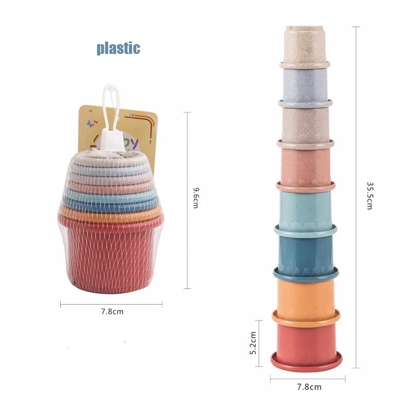 Siliconen Bouwsteen Baby Baby Stacking Cup Toys Early Educational Baby Bath Toys Stack Tower Gift 0 12 Months Boy Montessori Toy