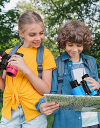 Kids Binoculars Set for Age 3-12 Years Boys Girls Hunting Folding Small Telescope Birthday Gifts Educational Camping Outdoor
