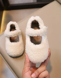 Winter New Children Flat Shoes Fur Cover Toe Light Warm Kids Casual Shoe 2024 Plush Warm Non-slip Leisure Comfy Boys Girls Shoe
