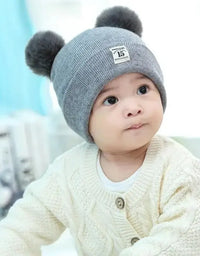 Winter Children Warm Baby Knitted Hats with Pom Pom Kids Knit Beanie Hats Solid Color Children's Hat for Boys Girls Accessories
