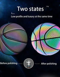 PU Basketball Reflective Ball Glowing Durable Basketball Luminous Luminous Basketballs Gifts Toys For Indoor Outdoor Night Game
