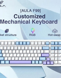 Aula F99 Gaming Mechanical Keyboard Three Mode 2.4g Wireless Bluetooth Wired Hot Swap PBT Gasket RGB For PC Laptop Gamer 99 Keys
