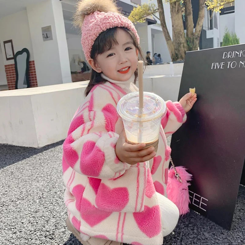 2 3 4 5 6 7 8 Years Plush Girls Jacket Autumn And Winter Keep Warm Outerwear Fashion Little Princess Christmas Coat Kids Clothes